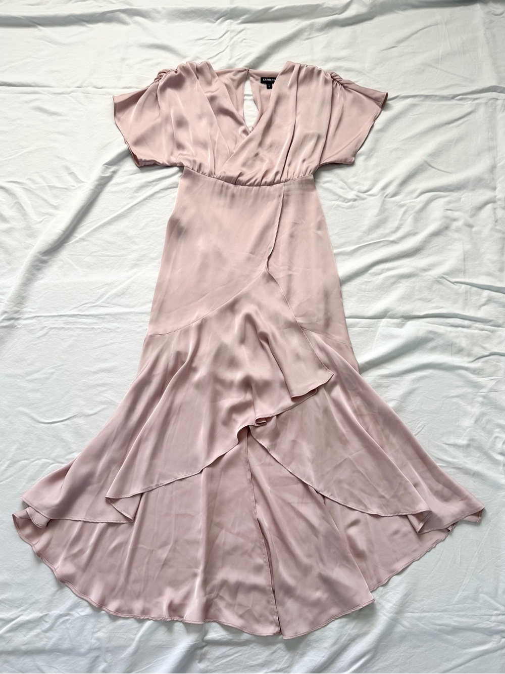 Express Blush Pink High-Low Faux Wrap V-Neck Maxi Dress | Size XS | Like New